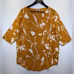 Lands Downunder sz‎ M tunic top linen lagenlook Coastal lightweight floral Italy